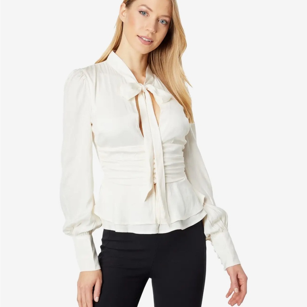 SOLD EUC Bardot White Tie Blouse Sz S (6)